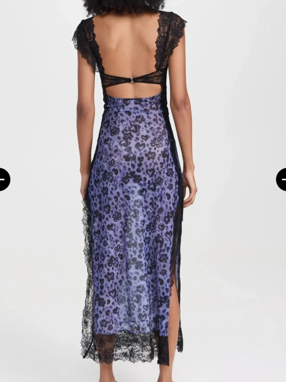 Free People “Suddenly Fine” Purple Leopard Lace Trim Cutout Midi Dress — Size M - Picture 3 of 5